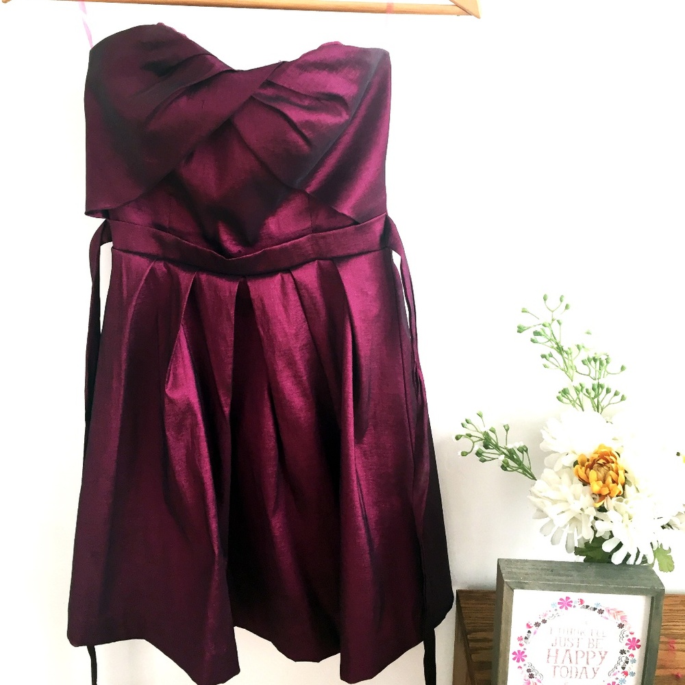 Formal Mini Burgundy Strapless Dress